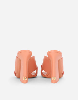 CALFSKIN MULES WITH GEOMETRIC HEEL