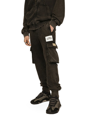 WASHED JERSEY CARGO PANTS WITH LOGO