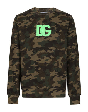 JERSEY SWEATSHIRT WITH CAMOUFLAGE PRINT AND DG LOGO