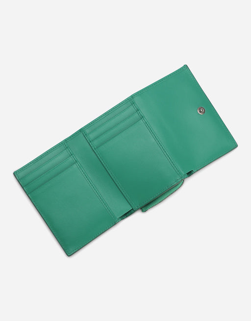 CALFSKIN FRENCH FLAP WALLET WITH LOGO