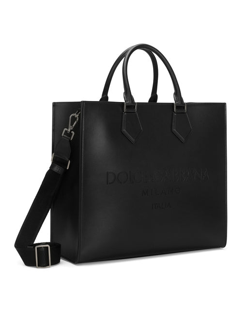 LARGE CALFSKIN SHOPPER WITH LOGO