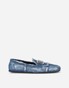 PATCHWORK DENIM LOAFERS WITH LOGO TAG
