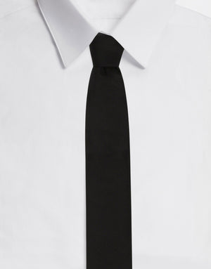 6-CM SILK BLADE TIE WITH DG LOGO EMBROIDERY