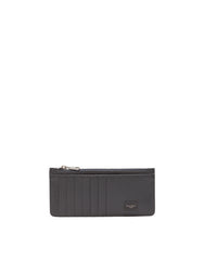 VERTICAL DAUPHINE CALFSKIN CARD HOLDER WITH BRANDED PLATE