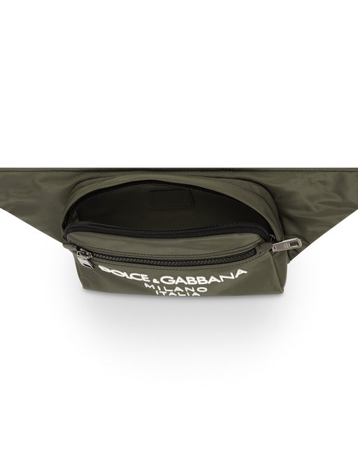 SMALL NYLON BELT BAG WITH RUBBERIZED LOGO