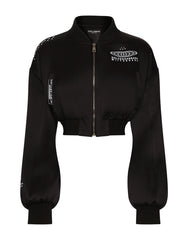 SHORT SATIN BOMBER JACKET WITH DGVIB3 PRINT