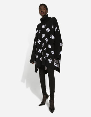 WOOL PONCHO WITH JACQUARD DG LOGO