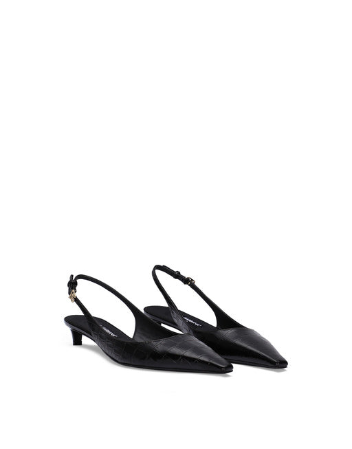 CROCODILE-PRINT CALFSKIN SLINGBACKS