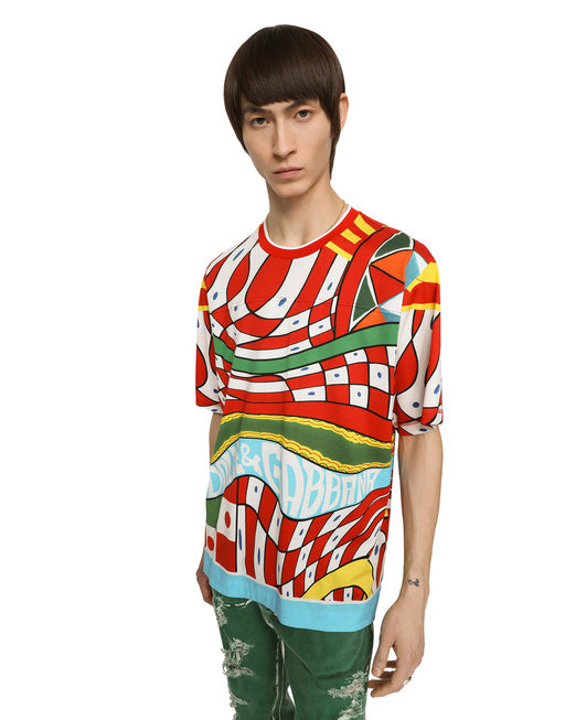 COTTON T-SHIRT WITH CARRETTO PRINT