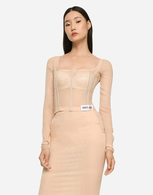 KIM DOLCE&GABBANA GEORGETTE TOP WITH CORSET DETAILING