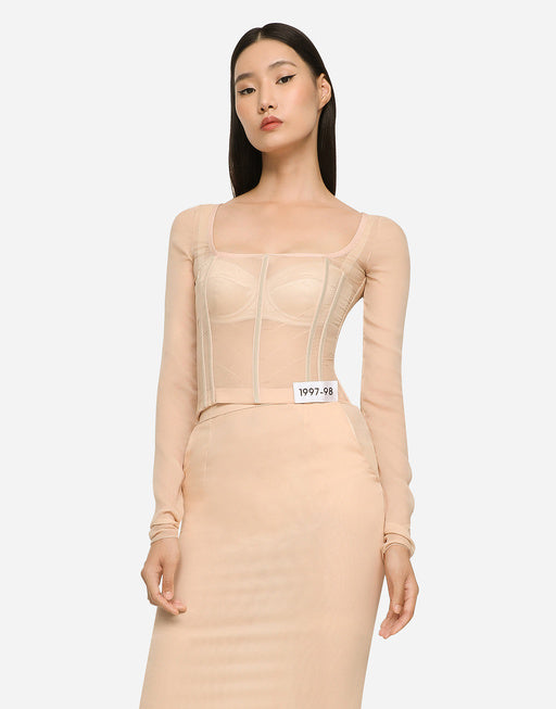 KIM DOLCE&GABBANA GEORGETTE TOP WITH CORSET DETAILING