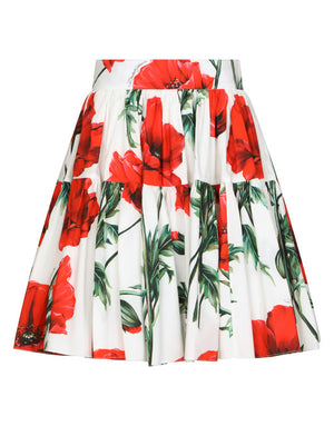 POPPY-PRINT POPLIN MINISKIRT