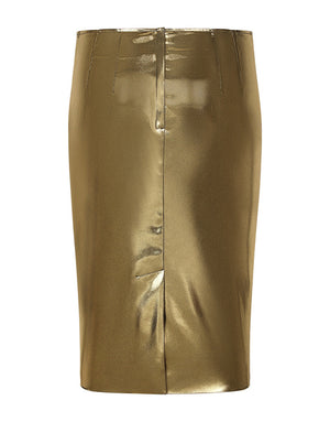 FOILED SATIN CALF-LENGTH SKIRT