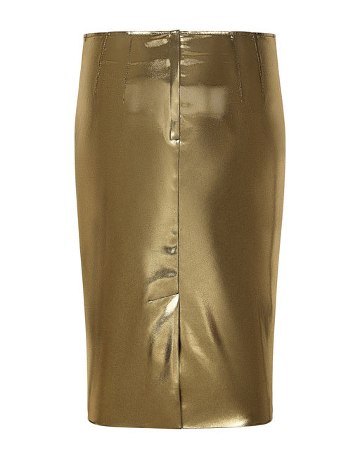 FOILED SATIN CALF-LENGTH SKIRT