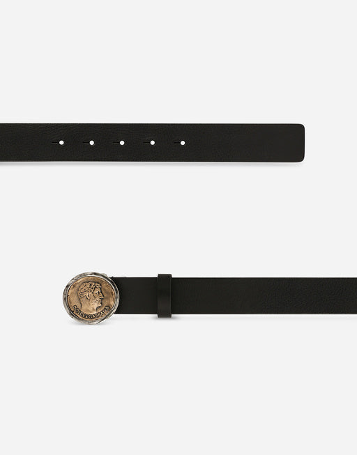 LEATHER BELT WITH BRAND COIN