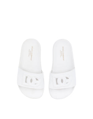 LEATHER SLIDERS WITH DG MILLENNIALS LOGO