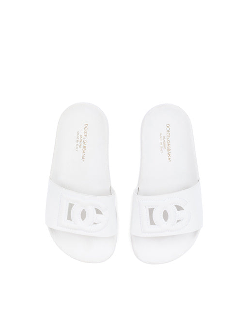 LEATHER SLIDERS WITH DG MILLENNIALS LOGO