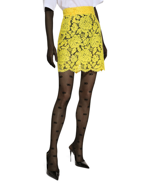BRANDED FLORAL CORDONETTO LACE MINISKIRT