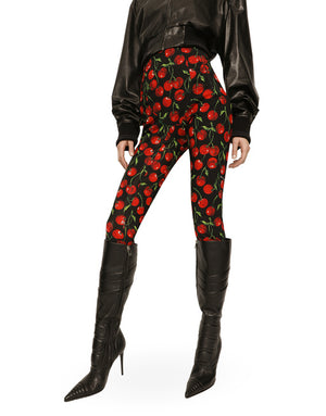 CHERRY-PRINT MARQUISETTE SHAPER PANTS