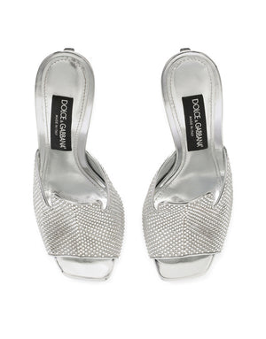 MULES WITH FUSIBLE RHINESTONE DETAILING AND 3.5 HEEL