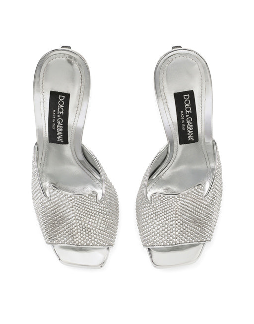 MULES WITH FUSIBLE RHINESTONE DETAILING AND 3.5 HEEL