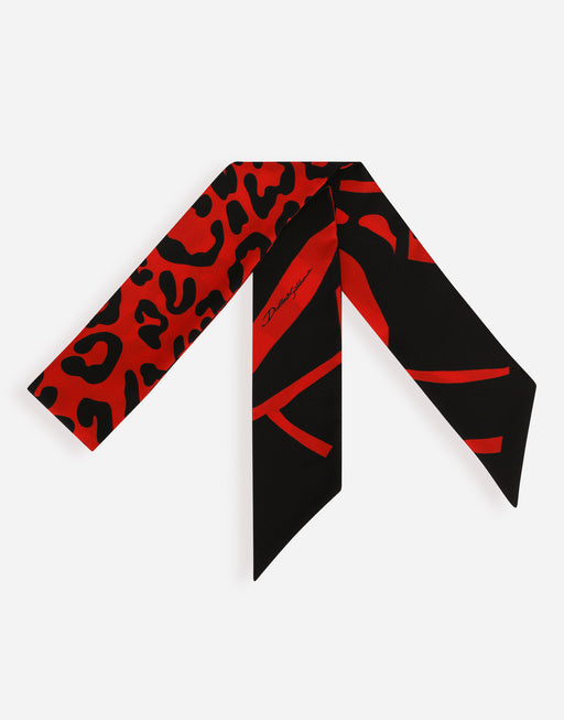 LEOPARD-PRINT TWILL HEADSCARF