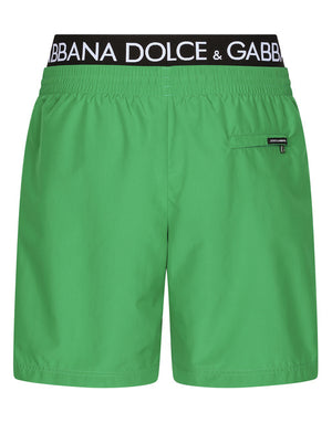 MID-LENGTH SWIM TRUNKS WITH BRANDED BAND