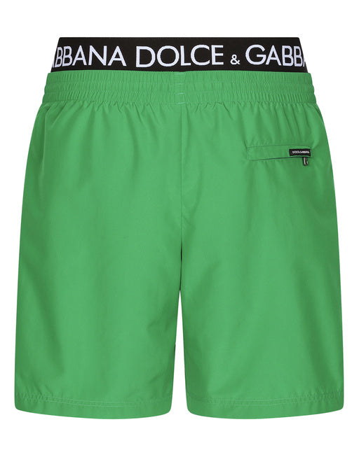 MID-LENGTH SWIM TRUNKS WITH BRANDED BAND