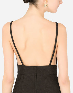 SHORT JACQUARD DRESS WITH CRYSTAL-EMBELLISHED DG LOGO
