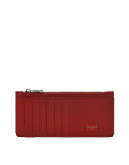 VERTICAL DAUPHINE CALFSKIN CARD HOLDER WITH BRANDED PLATE