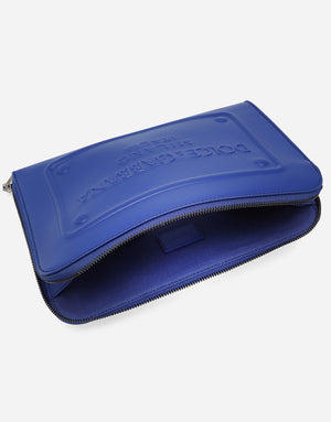 SMALL CALFSKIN POUCH WITH RAISED LOGO