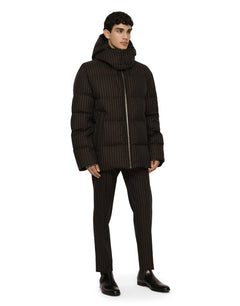 QUILTED PINSTRIPE WOOL JACKET