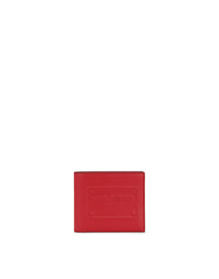 CALFSKIN BIFOLD WALLET WITH RAISED LOGO