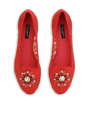 SLIPPER IN TAORMINA LACE WITH CRYSTALS