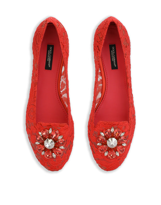 SLIPPER IN TAORMINA LACE WITH CRYSTALS