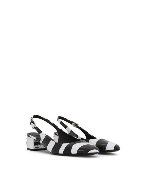 PRINTED PATENT LEATHER SLINGBACKS WITH DG KAROL HEEL