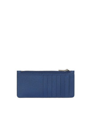VERTICAL DAUPHINE CALFSKIN CARD HOLDER WITH BRANDED PLATE
