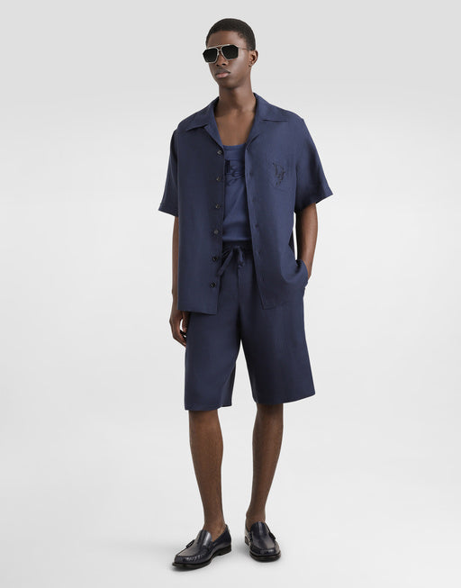 LINEN SHORTS WITH DG LOGO EMBROIDERY