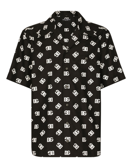 COTTON HAWAIIAN SHIRT WITH DG MONOGRAM PRINT