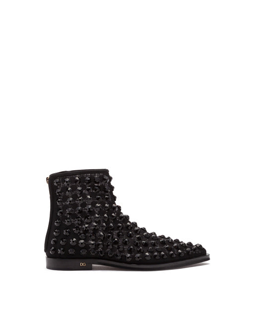MESH CHELSEA BOOTS WITH RHINESTONE EMBELLISHMENT