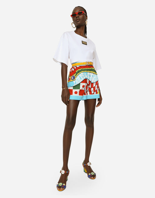 CARRETTO-PRINT COTTON SHORTS