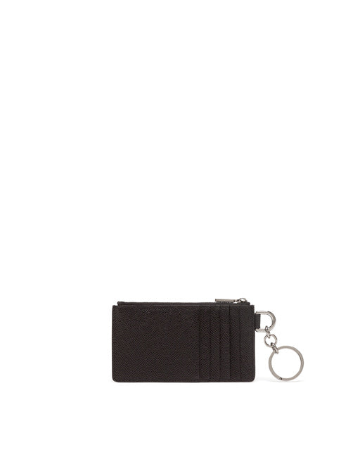 DAUPHINE CALFSKIN CARD HOLDER WITH RING BRANDED PLATE