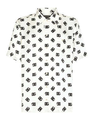 SILK HAWAIIAN SHIRT WITH DG MONOGRAM PRINT