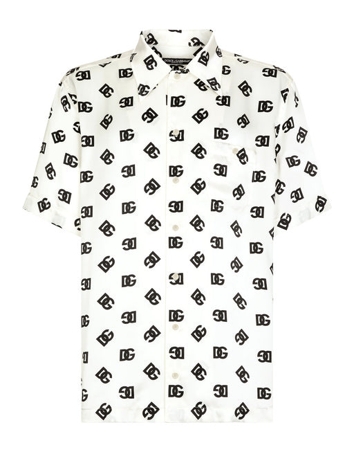 SILK HAWAIIAN SHIRT WITH DG MONOGRAM PRINT
