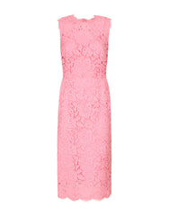 BRANDED STRETCH LACE CALF-LENGTH DRESS