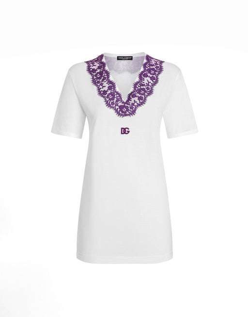JERSEY T-SHIRT WITH LACE AND DG PATCH