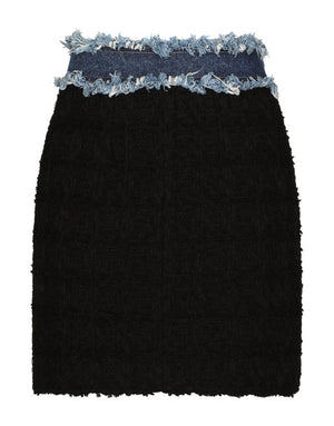 TWEED AND DENIM MINISKIRT