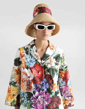 FLOWER-BOUQUET PRINT POPLIN SHIRT