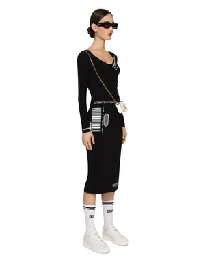 LONG-SLEEVED SPANDEX JERSEY MIDI DRESS DGVIB3