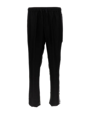 SILK HABOTAI PANTS WITH PRINTED SIDE BANDS